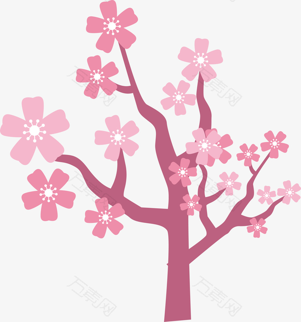 唯美粉色樱花树樱花花朵设计素材