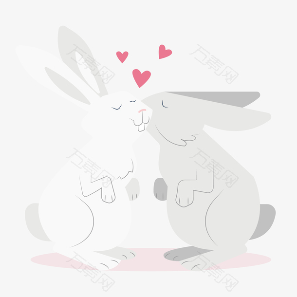 灰色白色设计卡通小兔子
