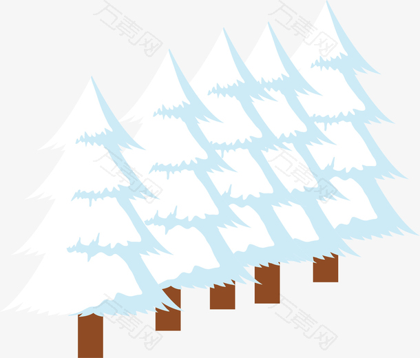 松树冬天挂雪素材