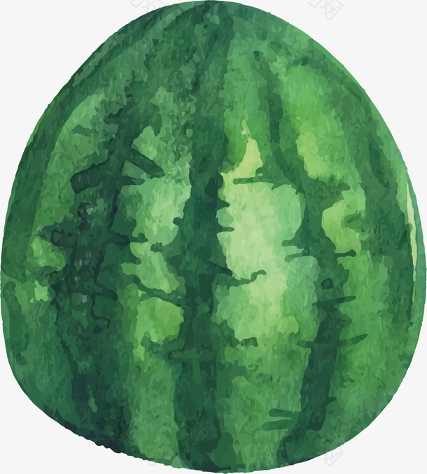 矢量图水彩绿色西瓜