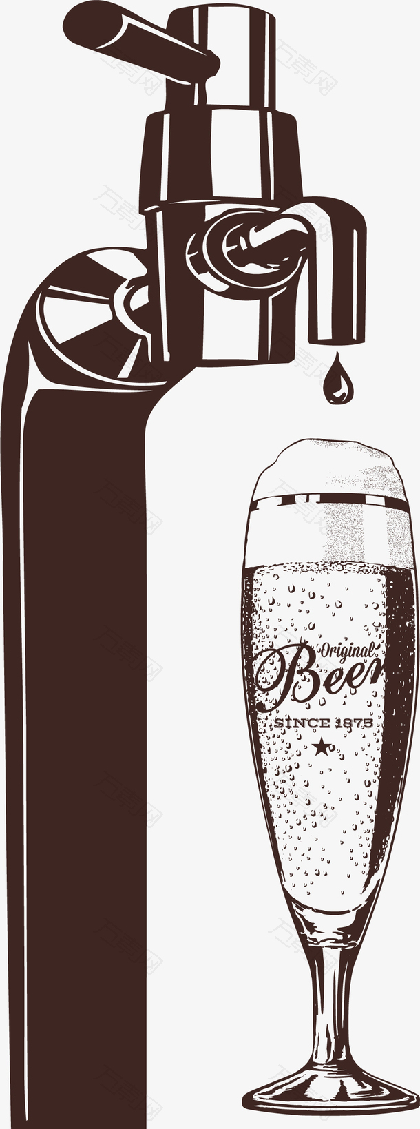 卡通风格剪影啤酒