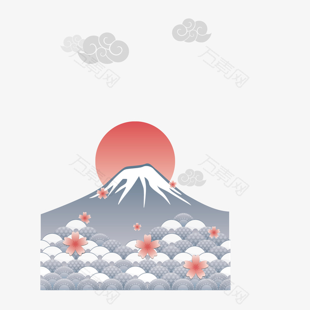 矢量扁平日本富士山