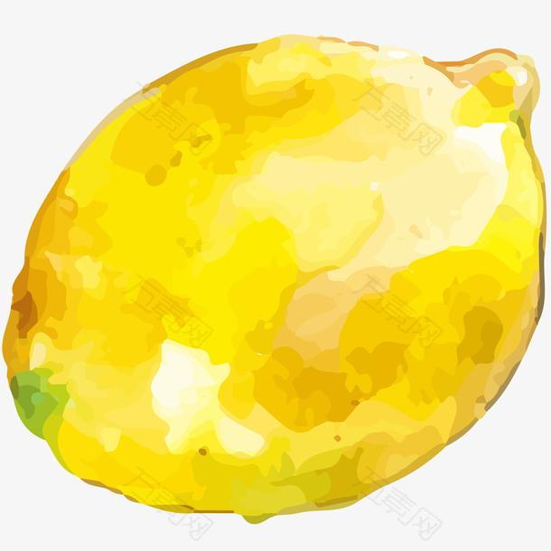 黄柠檬特写水彩插画