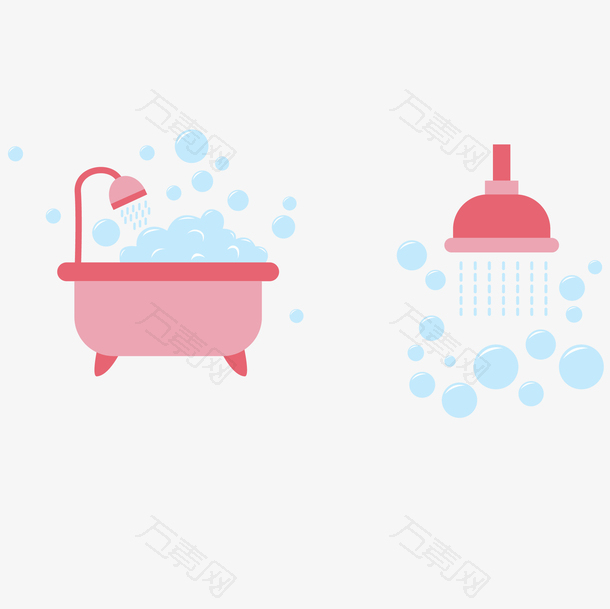 扁平化粉色浴缸浴室素材