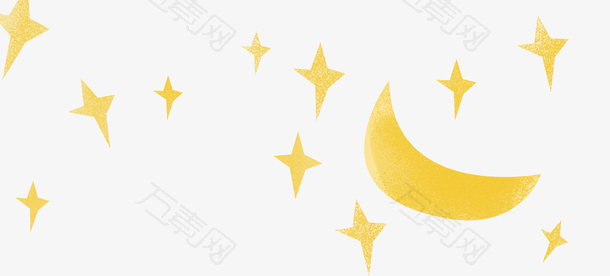 黄色卡通手绘装饰星星月亮