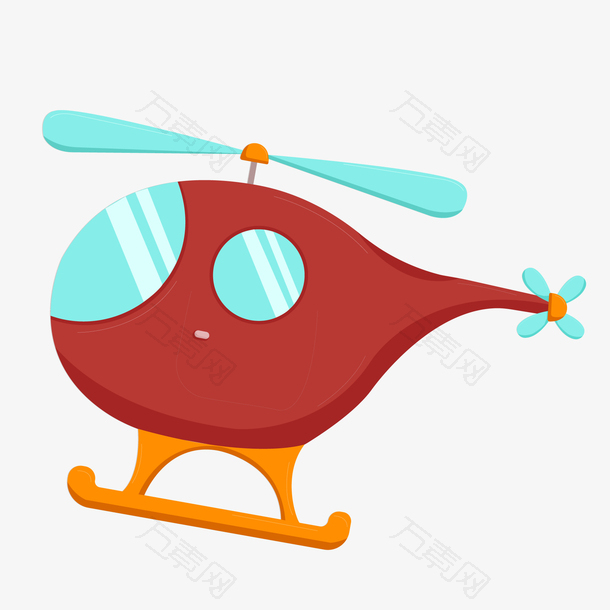卡通红色的直升飞机设计