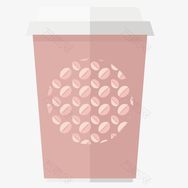 矢量一次性杯子粉色质感咖啡豆