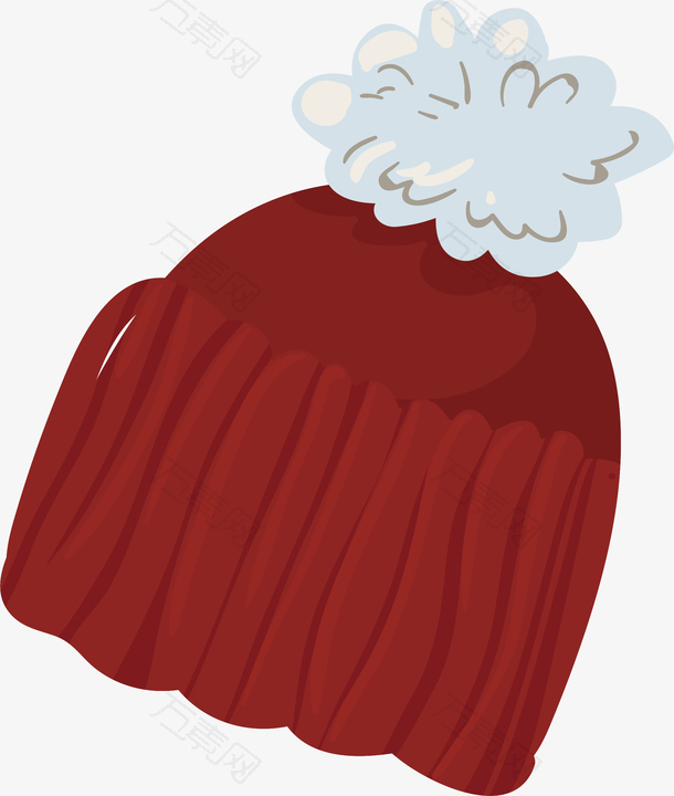 红色冬季保暖毛线帽