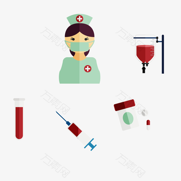 卡通风格女护士与抽血器材