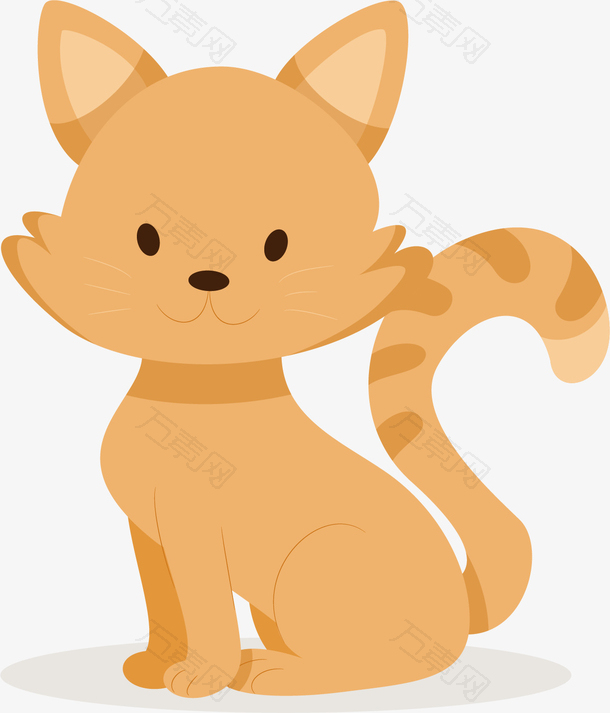 矢量图水彩棕色小猫