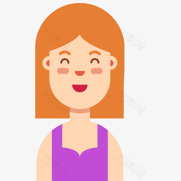 微笑的扁平化女性人物设计