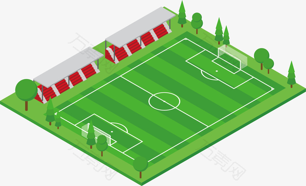 清新绿色3D足球场地矢量素材