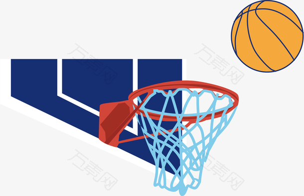 手绘篮球比赛篮板篮筐矢量插图