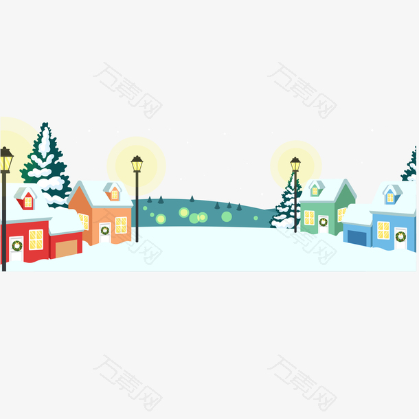 矢量乡村圣诞节雪景