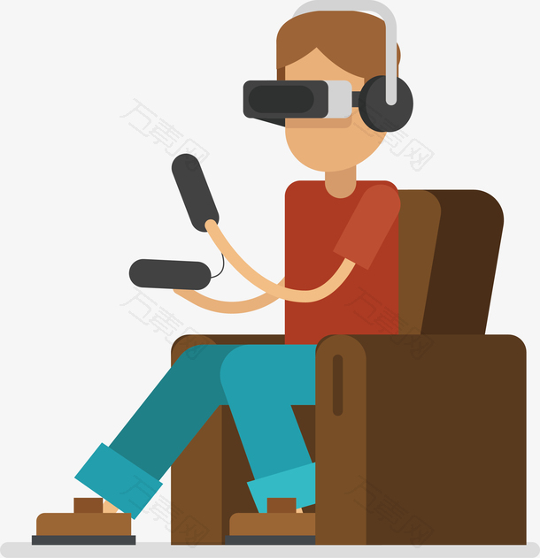 坐沙发人物虚拟现实游戏人物矢量