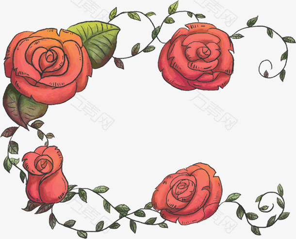 浪漫七夕节手绘玫瑰