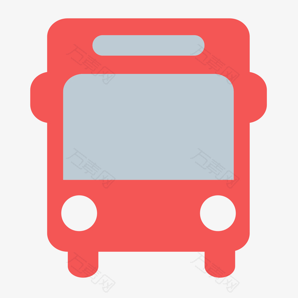 红色圆弧公交车元素