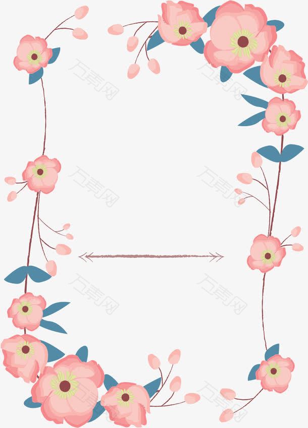 浪漫粉红花朵边框