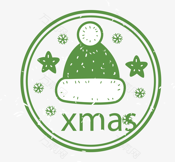 绿色圣诞帽标签