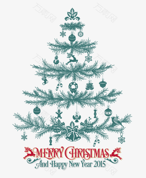 卡通圣诞树上的装饰