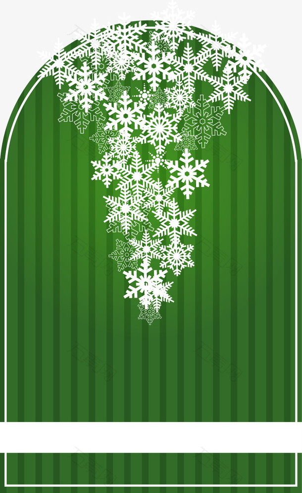 雪花装饰绿色文本框矢量素材