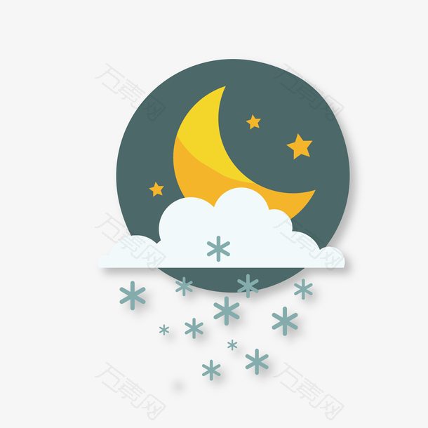 夜晚月亮下雪装饰