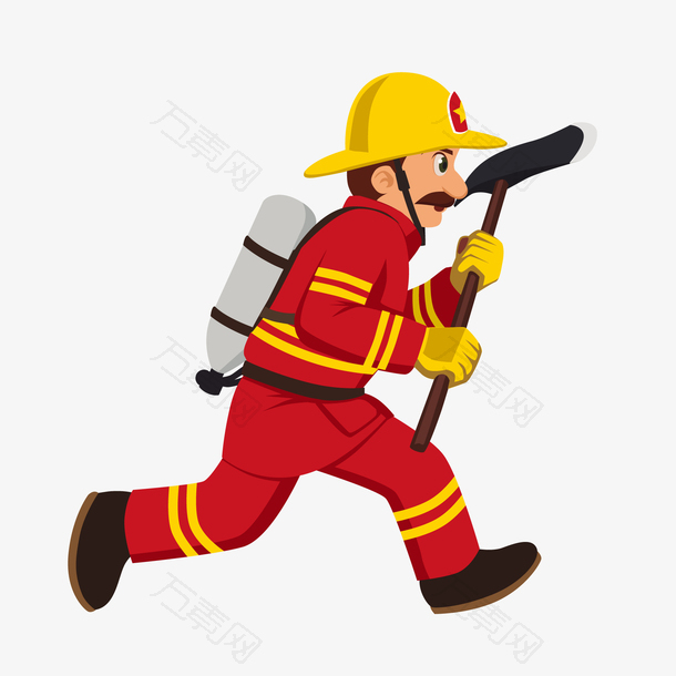 卡通奔跑的消防人员设计