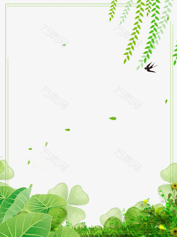 立春柳枝与草地背景主题设计