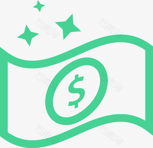 金融绿色的钱票图标矢量