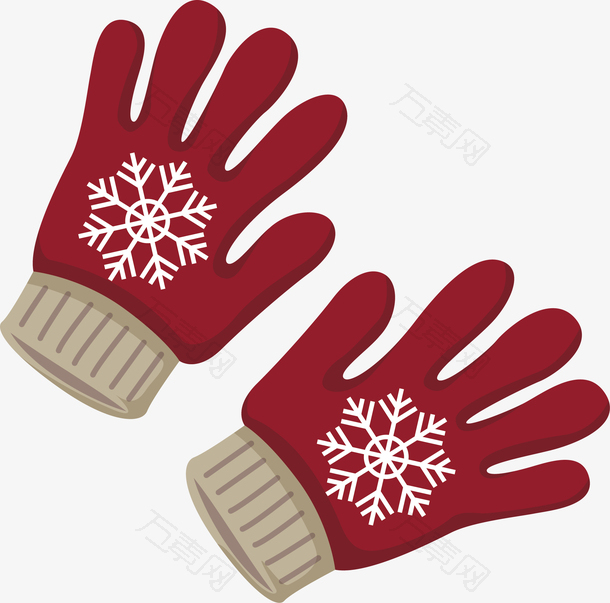 雪花花纹红色手套