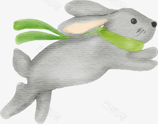 奔跑的手绘小灰兔