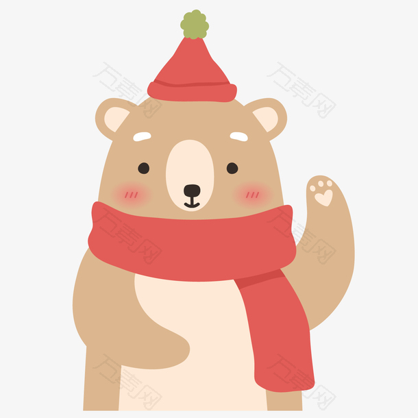 红色围巾可爱小熊