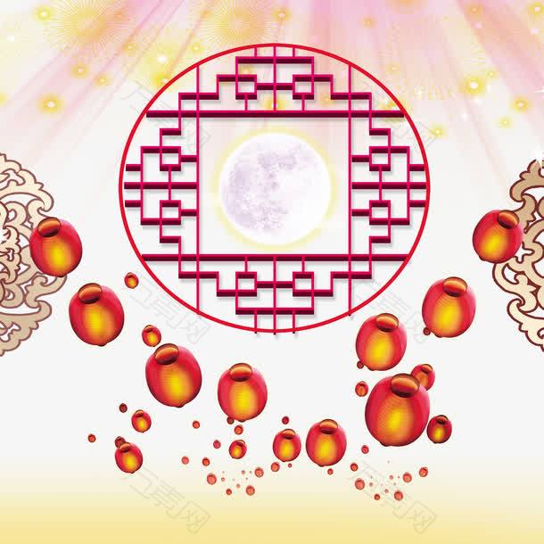 中国风春节花纹背景框素材