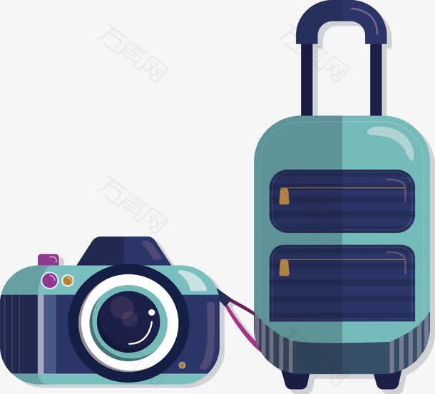旅游常备物品相机旅行箱小图标矢