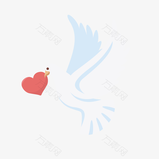 白色爱情飞翔的鸽子卡通插画