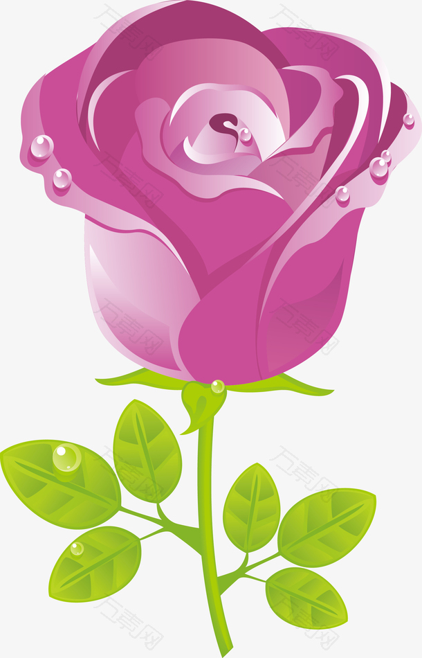 紫色卡通玫瑰花素材图