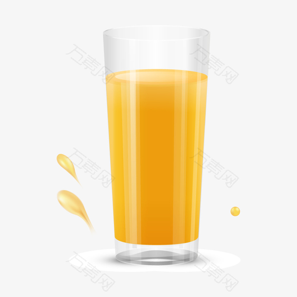 橙黄色果汁玻璃杯子
