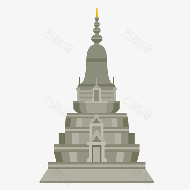 灰色几何佛教建筑元素