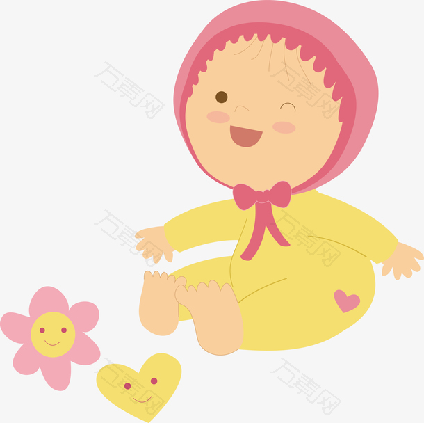 萌娃心形卡通可爱婴儿用品设计元