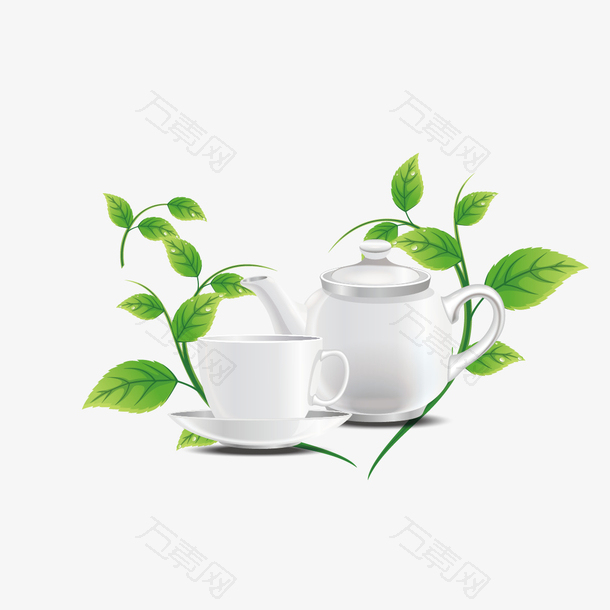 矢量茶壶和茶杯