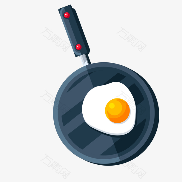 扁平化煎蛋的锅设计矢量图