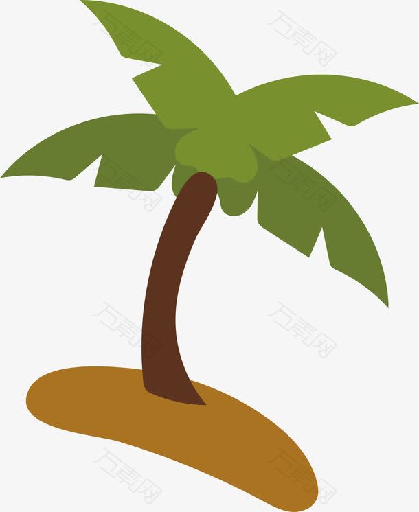 可爱卡通旅游矢量椰树素材元素