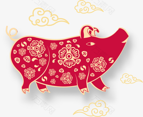 2019猪年剪纸装饰图案