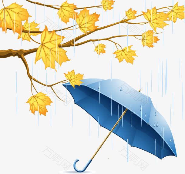 雨中枫叶雨伞插画矢量素材