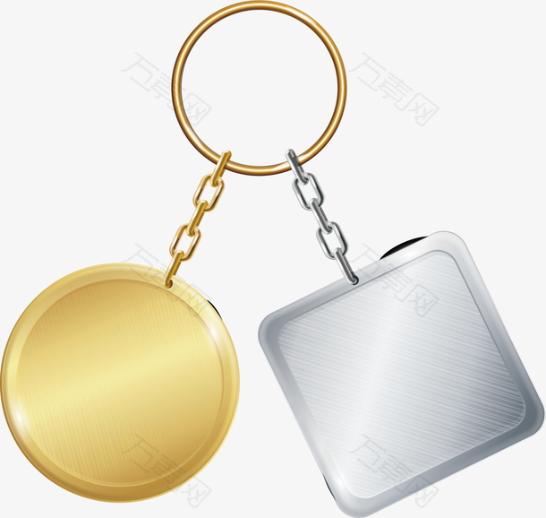 金色和银色的金属钥匙扣