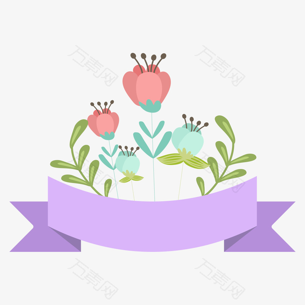 春天紫色丝带花卉装饰