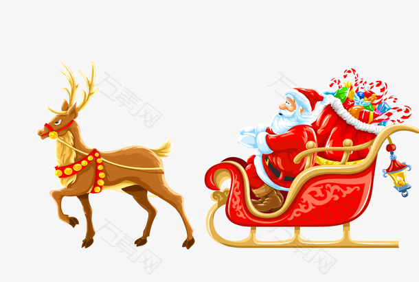 精致的圣诞老人和小鹿免抠素材
