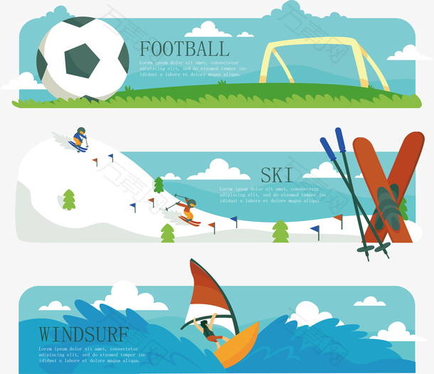 足球冲浪插画海报