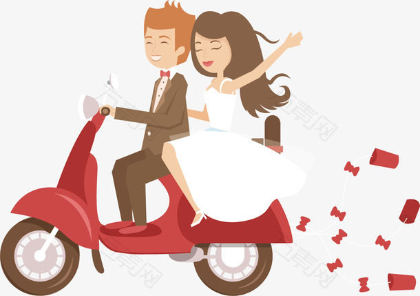 骑车高兴结婚喝彩的人
