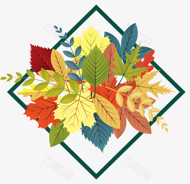 秋季彩色树叶标题框